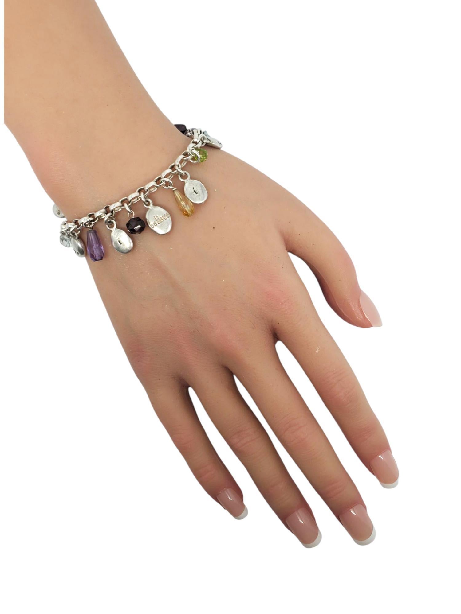 Bracciale con charme in argento 925 con pietre multicolore #21329 in vendita 6