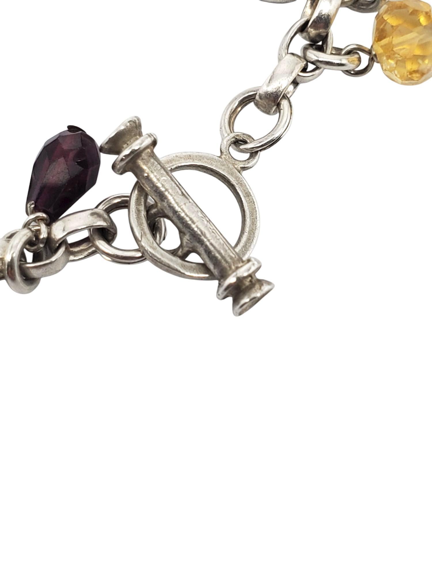 Bracciale con charme in argento 925 con pietre multicolore #21329 in vendita 3