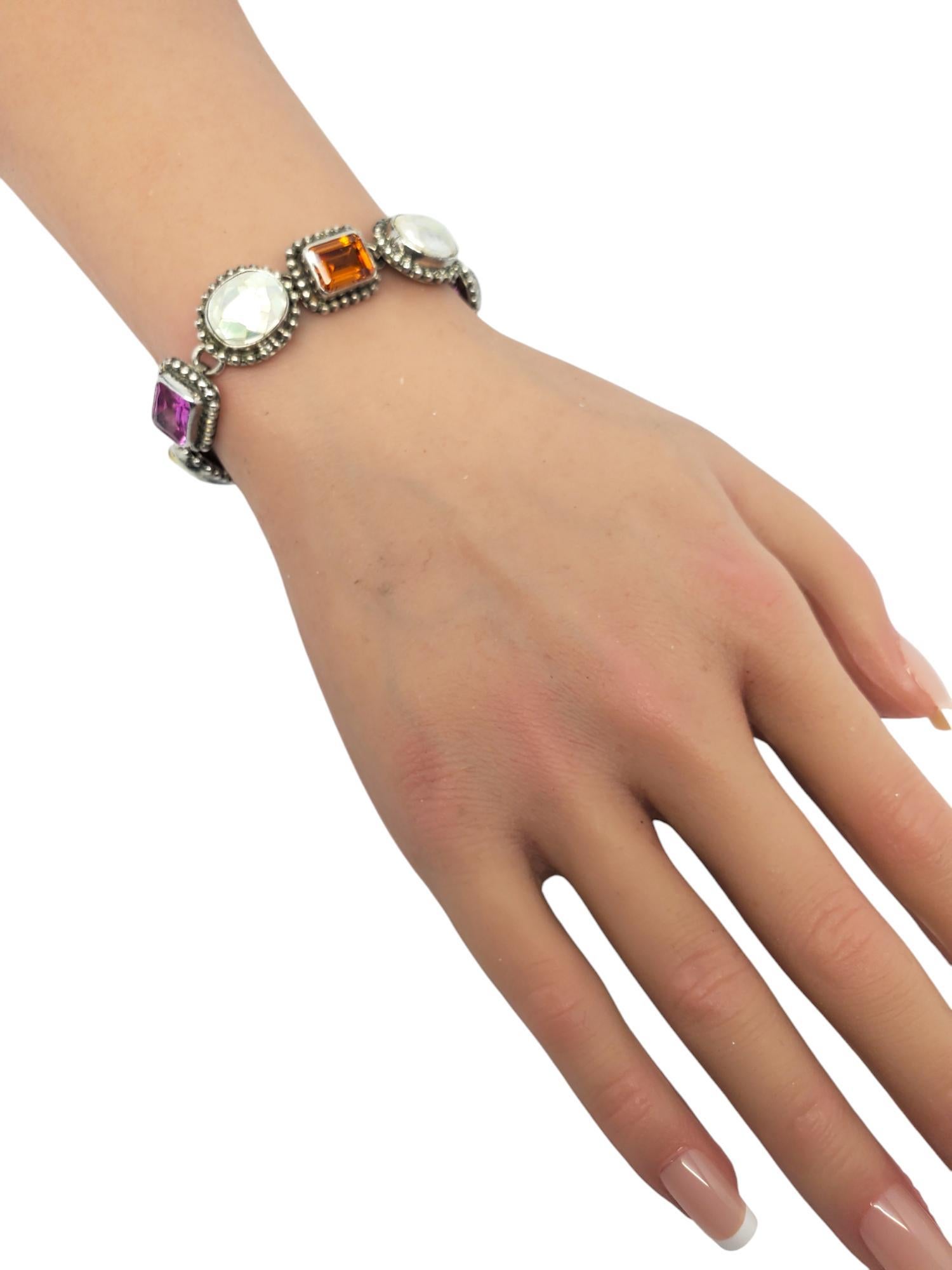 Bracciale A Link in argento 925 con più pietre preziose #20847 in vendita 2