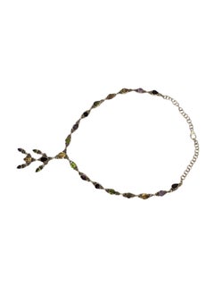 Sterling Silver Multi Stone Teardrop Dangle Necklace #21330