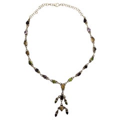 Sterling Silber Multi Stone Tropfen-Halskette mit Tropfenanhänger #21330