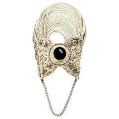 Sterling Silver Multi Strand Onyx and Marcasite Bracelet 'B'