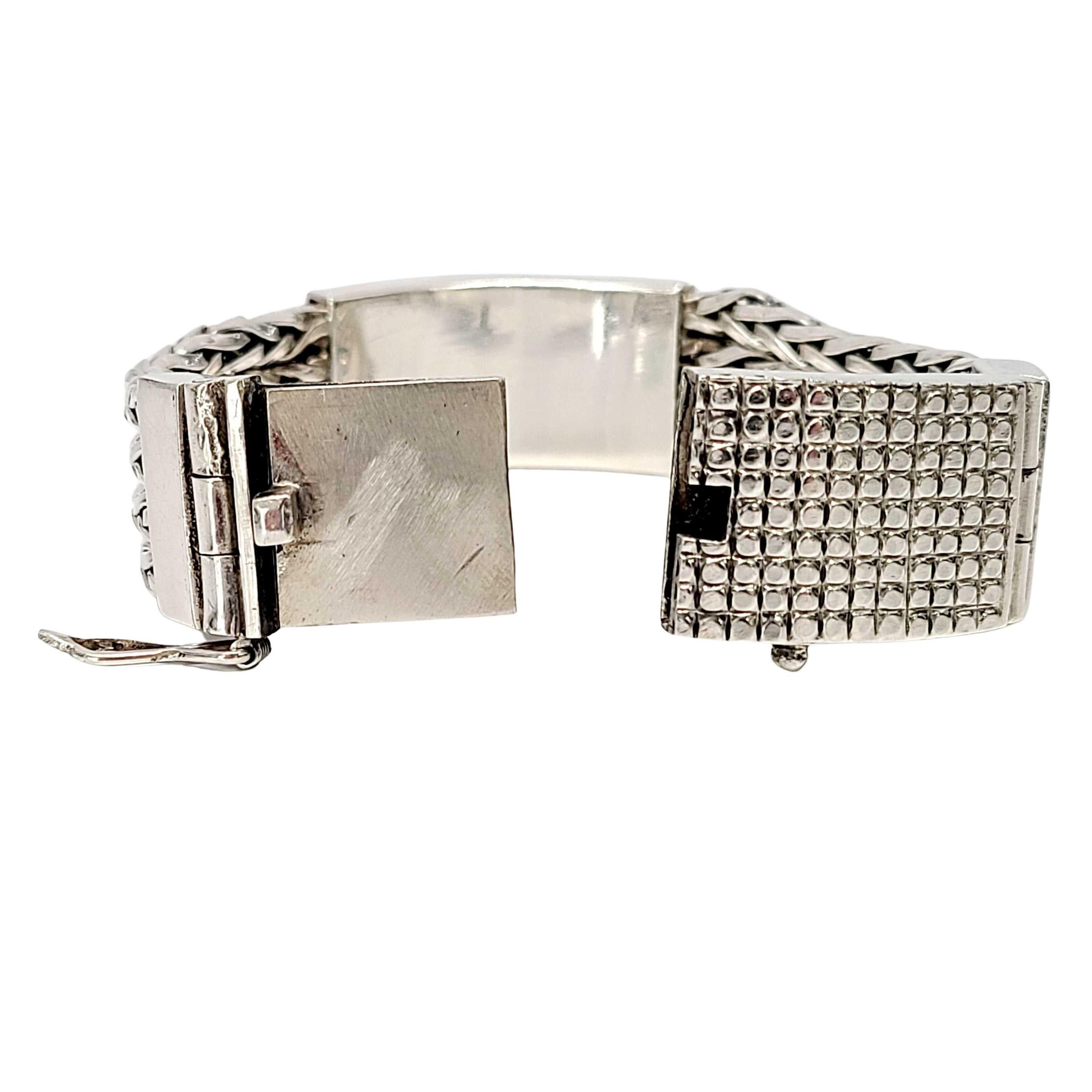 Sterling Silver Multi-Strand Woven/Wheat Bracelet Box Clasp For Sale 1