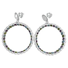 Twin Elegance Inner Beauty Gemstones Hoop Earrings