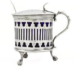 Sterling Silver Mustard Jar & Spoon