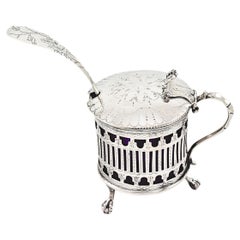 Sterling Silver Mustard Jar & Spoon