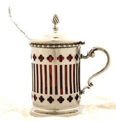 Sterling Silver Mustard Jar w/ Spoon