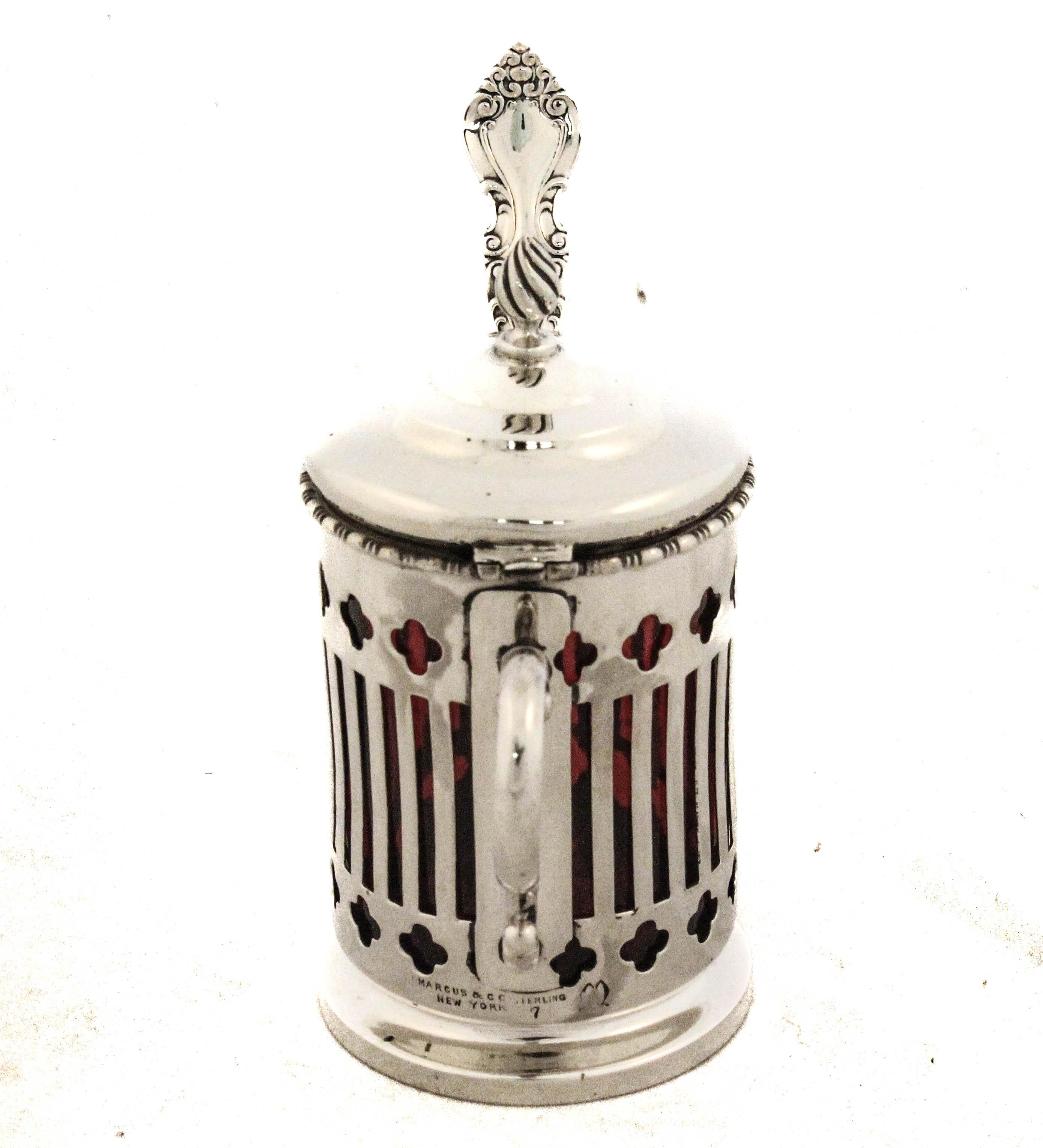 Américain Sterling Silver Mustard Jar w/ Spoon en vente