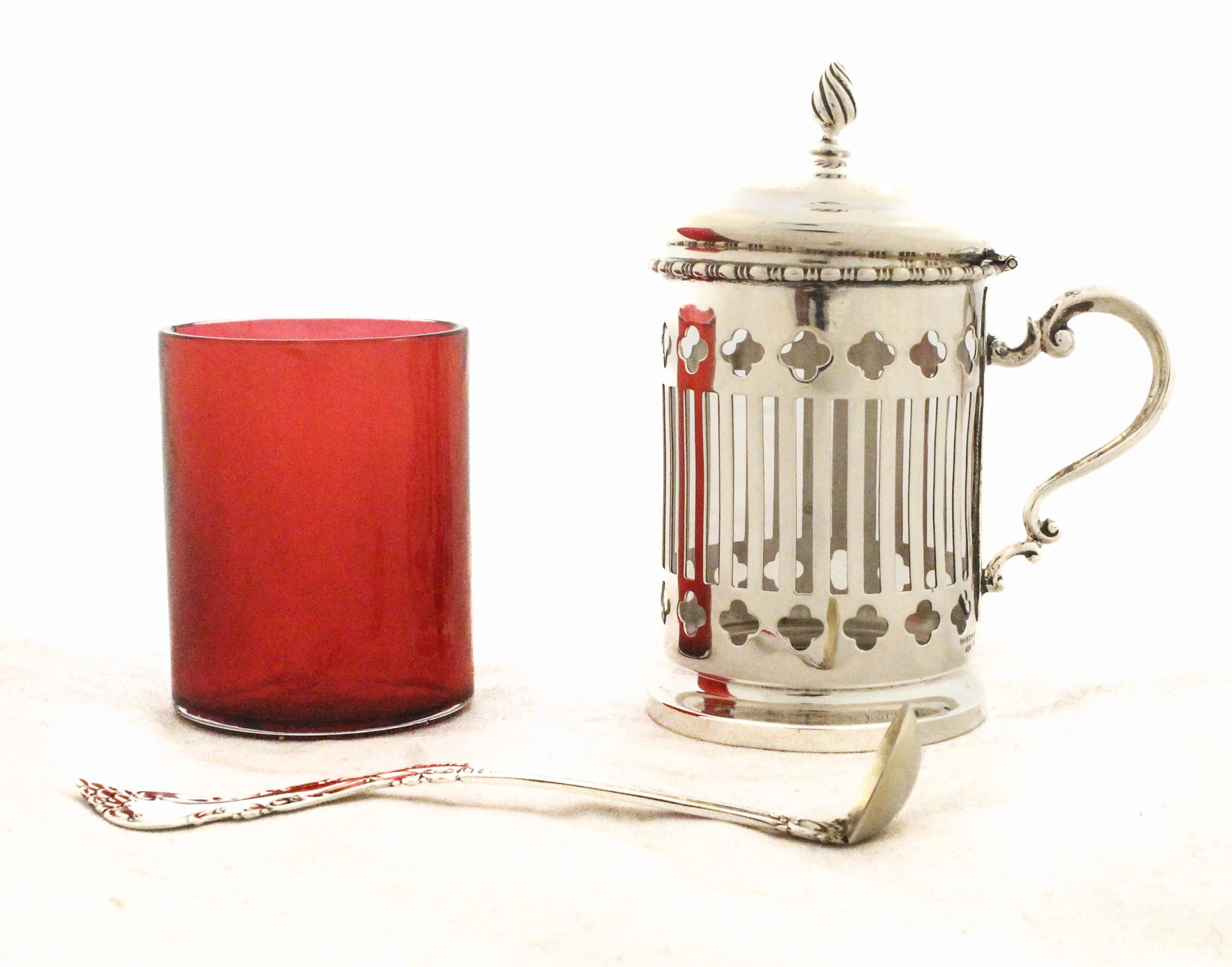 Sterling Silver Mustard Jar w/ Spoon Excellent état - En vente à Brooklyn, NY