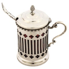 Sterling Silver Mustard Jar w/ Spoon