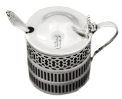 Sterling Silver Mustard Jar with Spoon