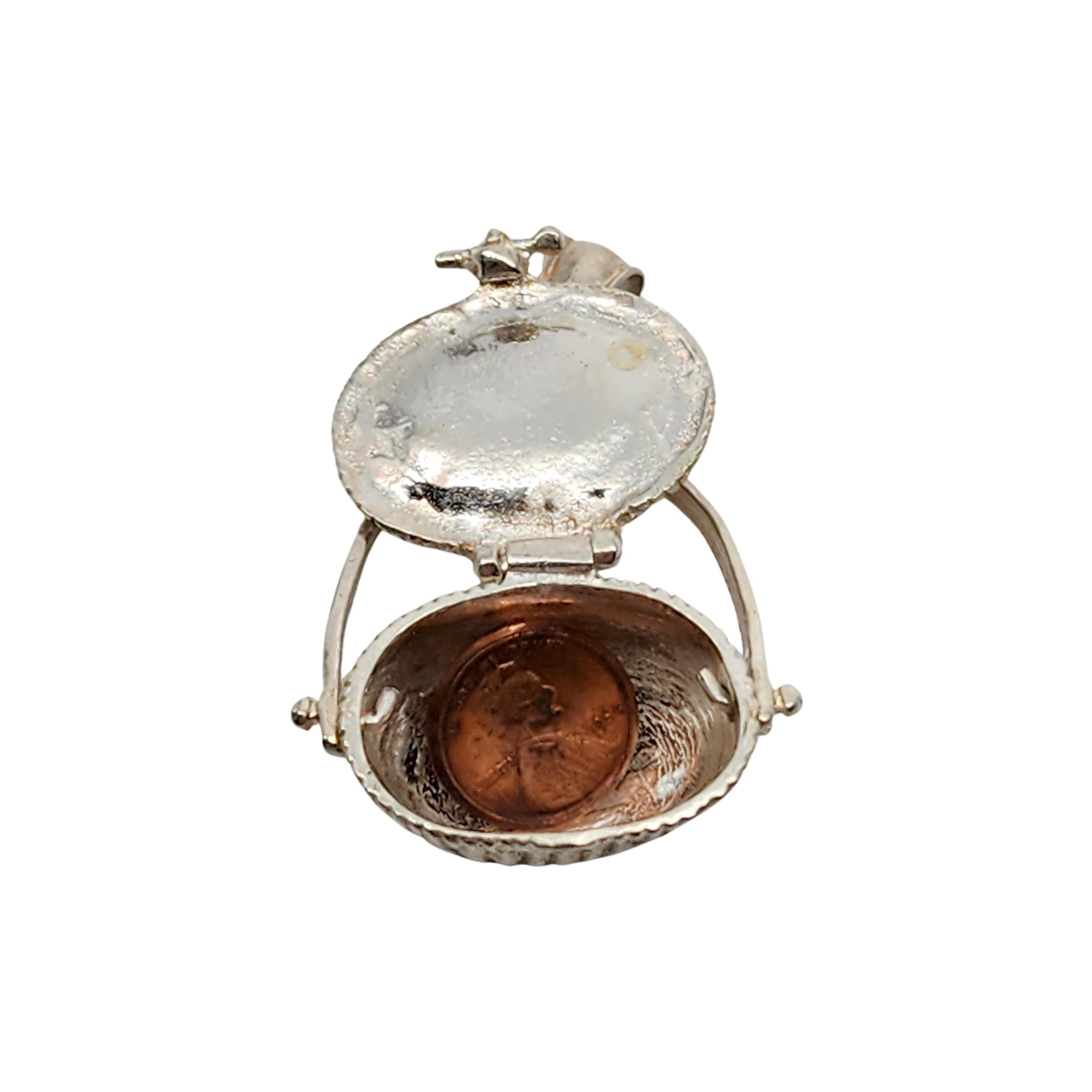 Sterling Silver Nantucket Basket Pendant with Lucky Penny #16146 In Good Condition For Sale In Washington Depot, CT