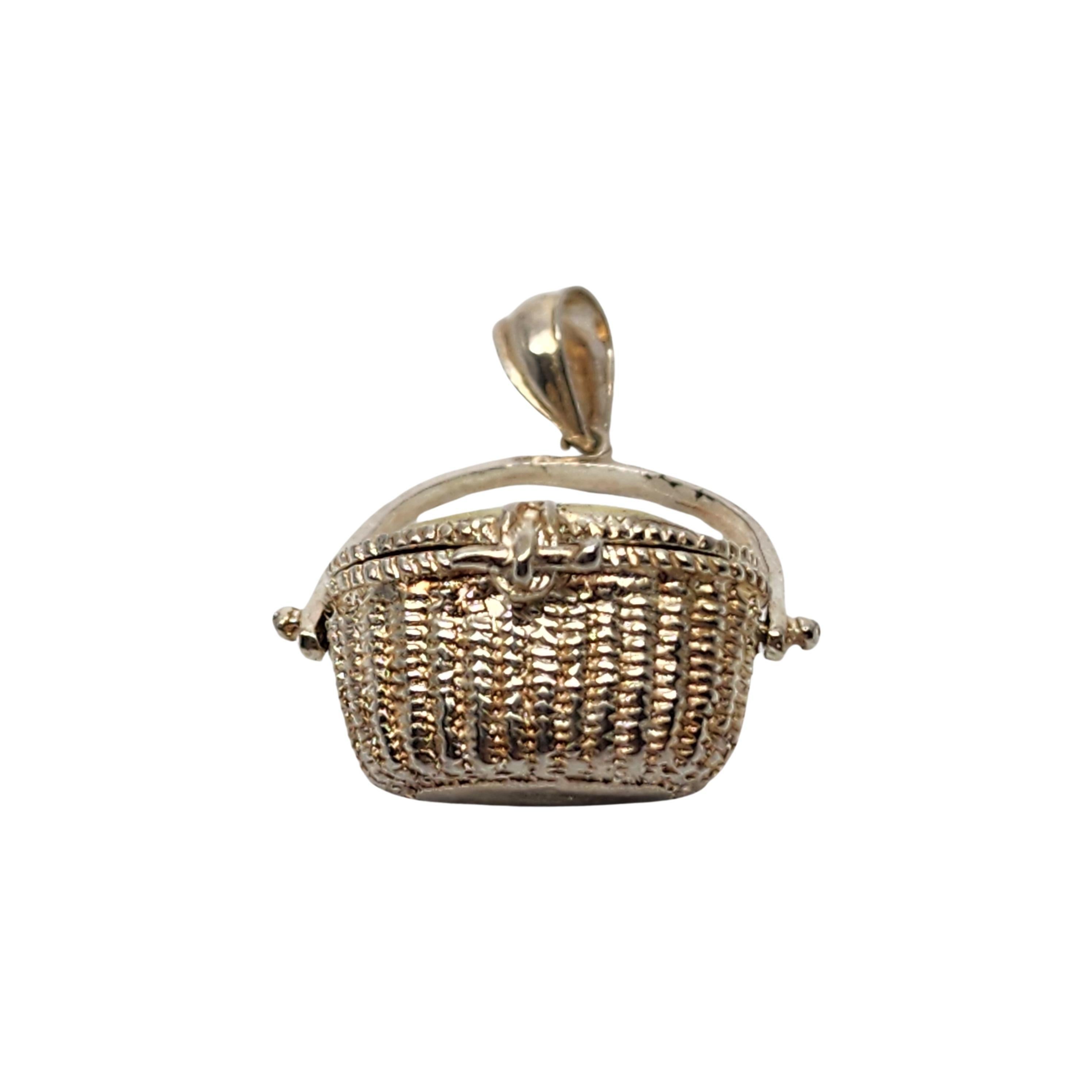 Sterling Silver Nantucket Basket Pendant with Lucky Penny #16146 For Sale 2