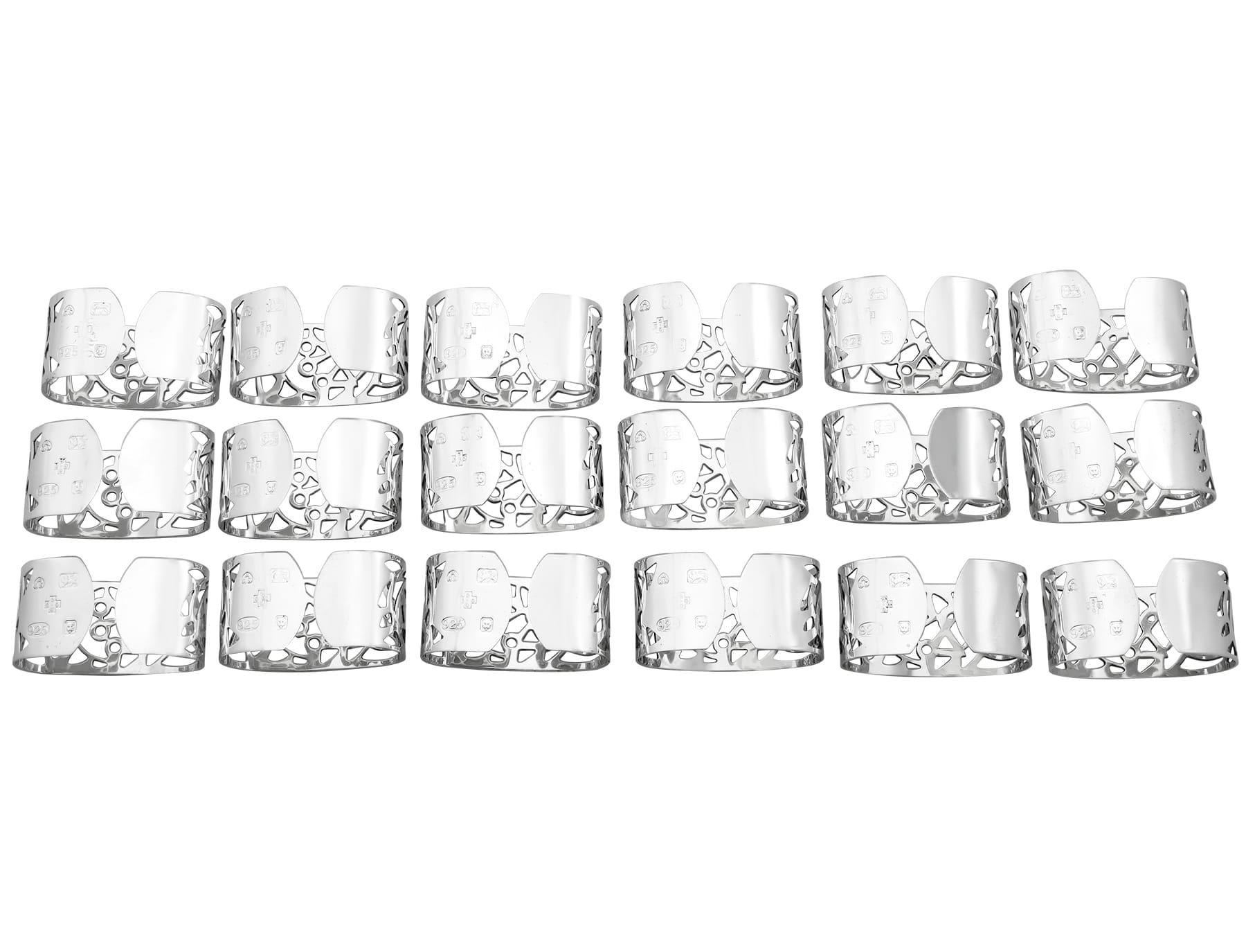 English Sterling Silver Napkin Rings Contemporary (2000) For Sale