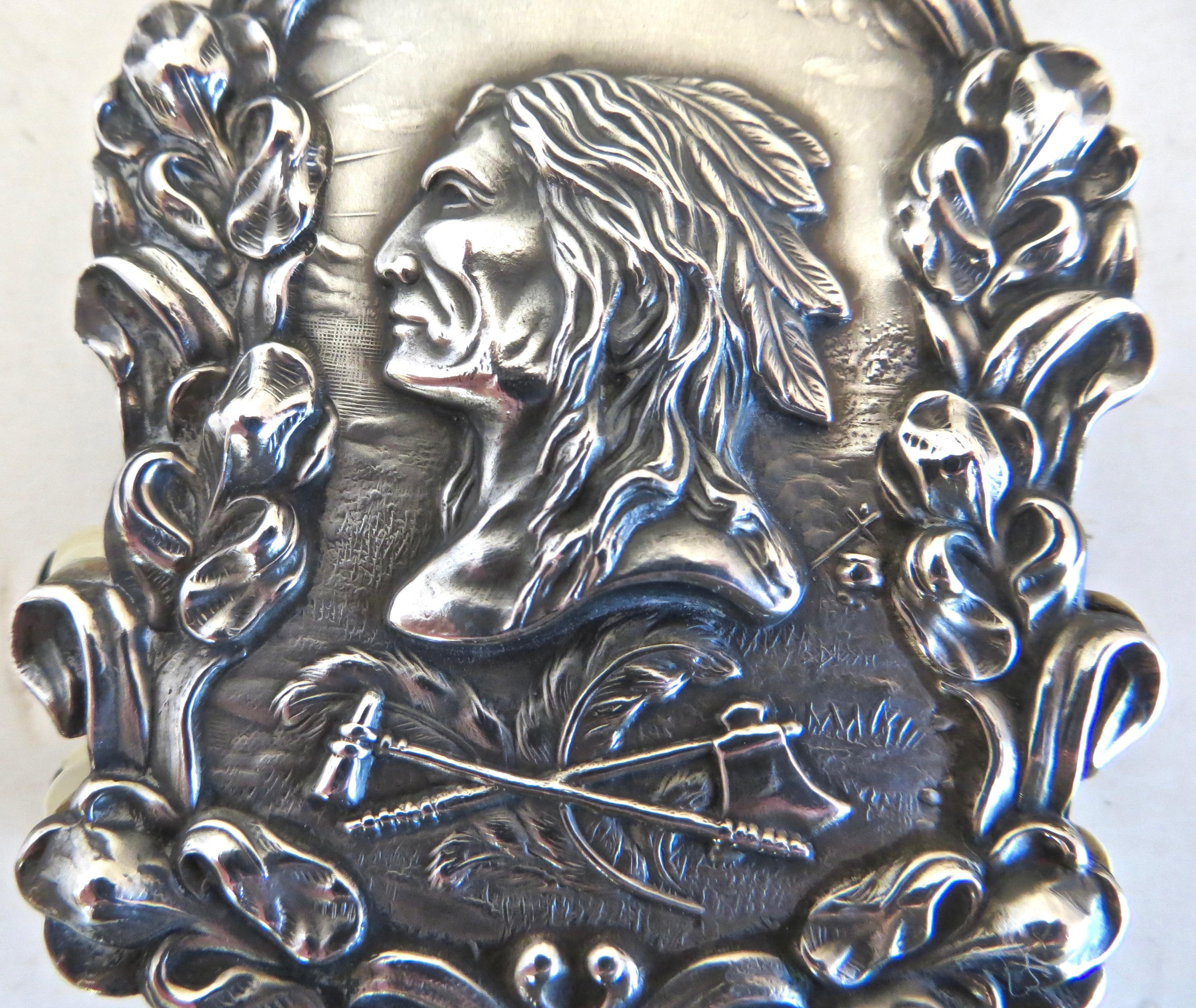 Late 19th Century Sterling Silver Native American Indian Motif 