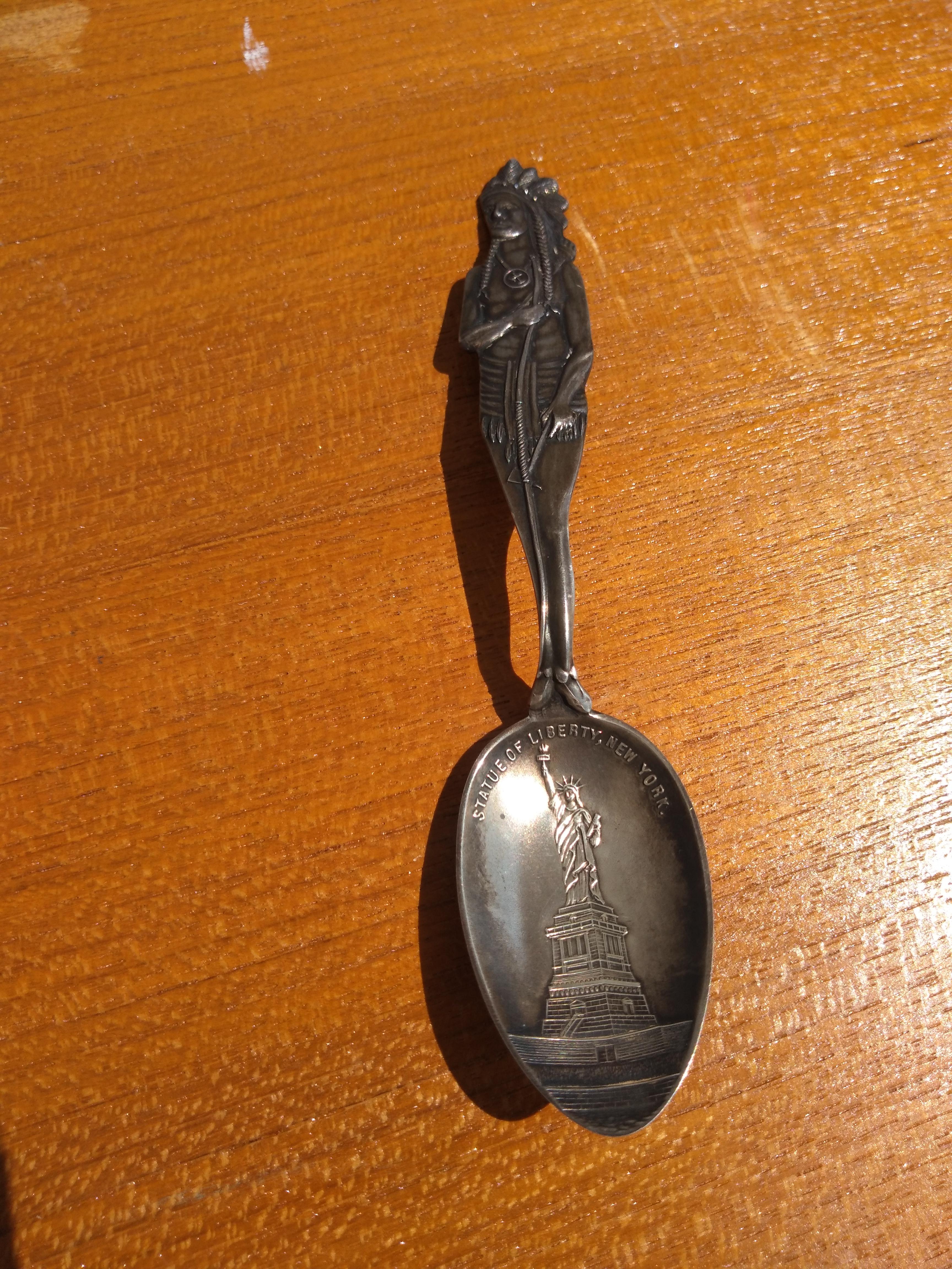 Sterling Silver Native American Statue of Liberty Spoon For Sale 3