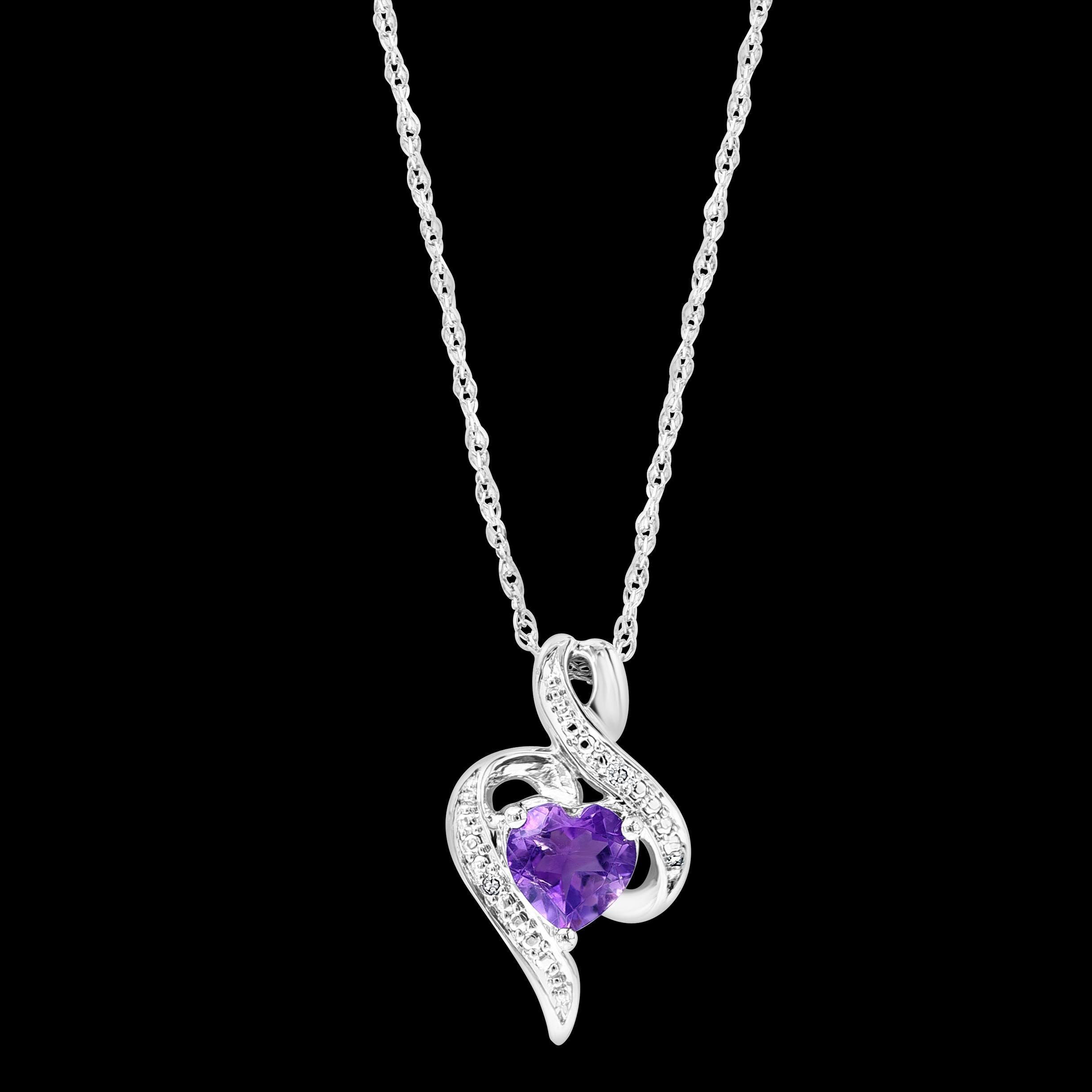 Sterling Silver & Natural Amethyst Suite Ring , Earring & Pendant with Chain For Sale 2