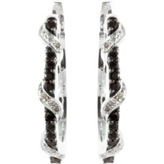 Boucles d'oreilles en argent sterling avec Spinelle noire naturelle et diamant naturel de 1/10 CTW