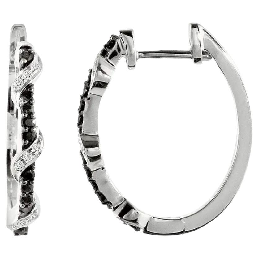 Boucles d
oreilles en argent sterling avec Spinelle noire naturelle et diamant naturel de 1/10 CTW