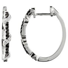 Boucles d
oreilles en argent sterling avec Spinelle noire naturelle et diamant naturel de 1/10 CTW