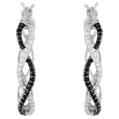 Sterling Silver Natural Black Spinel
1/5 CTW Natural Diamond 24.3 mm Hoop Earr