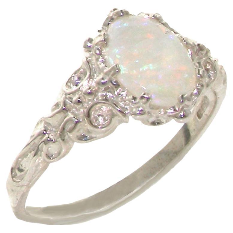 For Sale:  Sterling Silver Natural Colorful Opal Vintage Inspired Solitaire Customizable