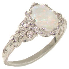 Sterling Silver Natural Colorful Opal Vintage Inspired Solitaire Customizable