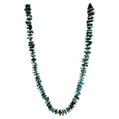 Retro Sterling Silver Natural Kingman Turquoise Nuggets 30" Necklace 