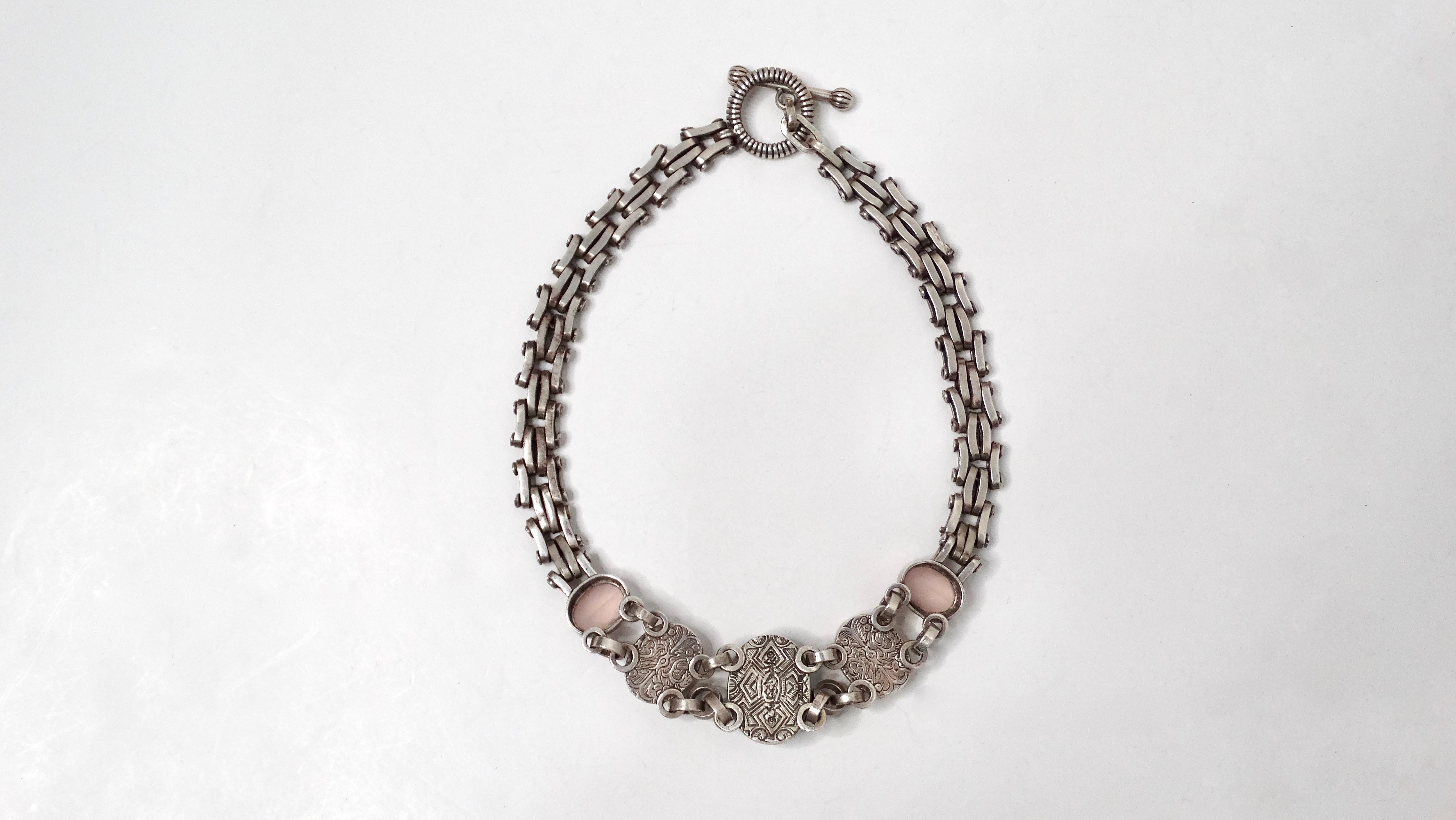 Collar de Eslabones de Plata de Ley con Múltiples Piedras Naturales en venta 1