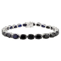 Bracciale tennis in argento Sterling con zaffiro blu taglio ovale Nature Gioielli in zaffiro