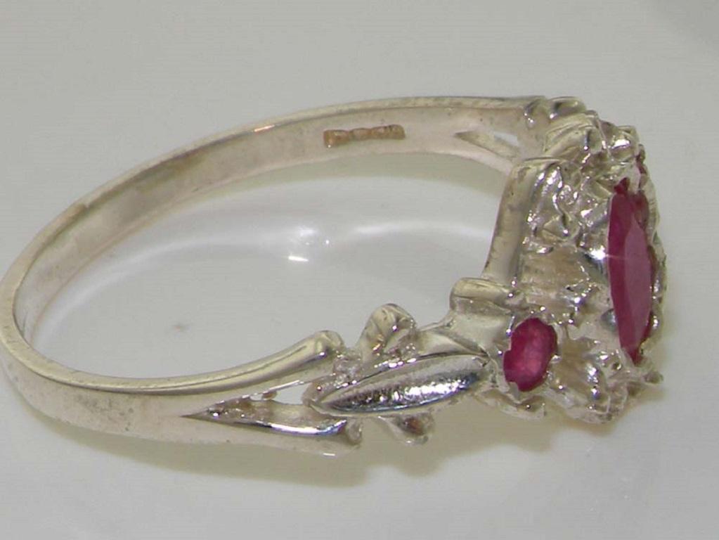 For Sale:  Sterling Silver Natural Ruby Dainty Victorian Inspired Ring Customizable 2