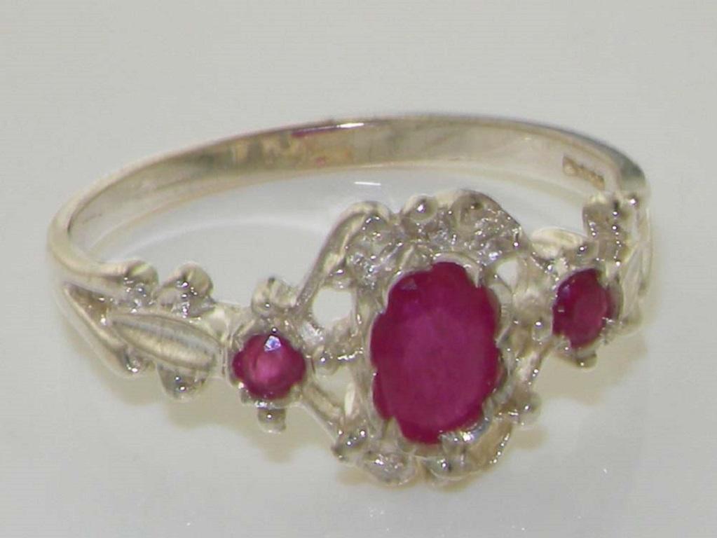For Sale:  Sterling Silver Natural Ruby Dainty Victorian Inspired Ring Customizable 3