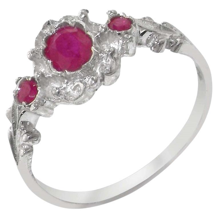 For Sale:  Sterling Silver Natural Ruby Dainty Victorian Inspired Ring Customizable