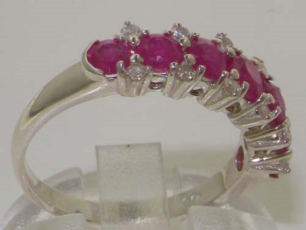 For Sale:  Sterling Silver Natural Ruby & Diamond Accent Half Eternity Ring Customizable 4