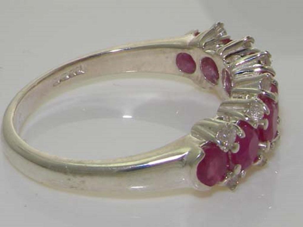 For Sale:  Sterling Silver Natural Ruby & Diamond Accent Half Eternity Ring Customizable 5