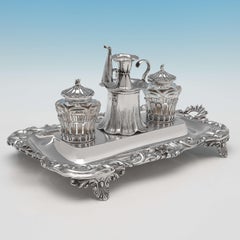 Naturalistic Victorian Sterling Silver Ink Stand, Charles & George Fox, 1846