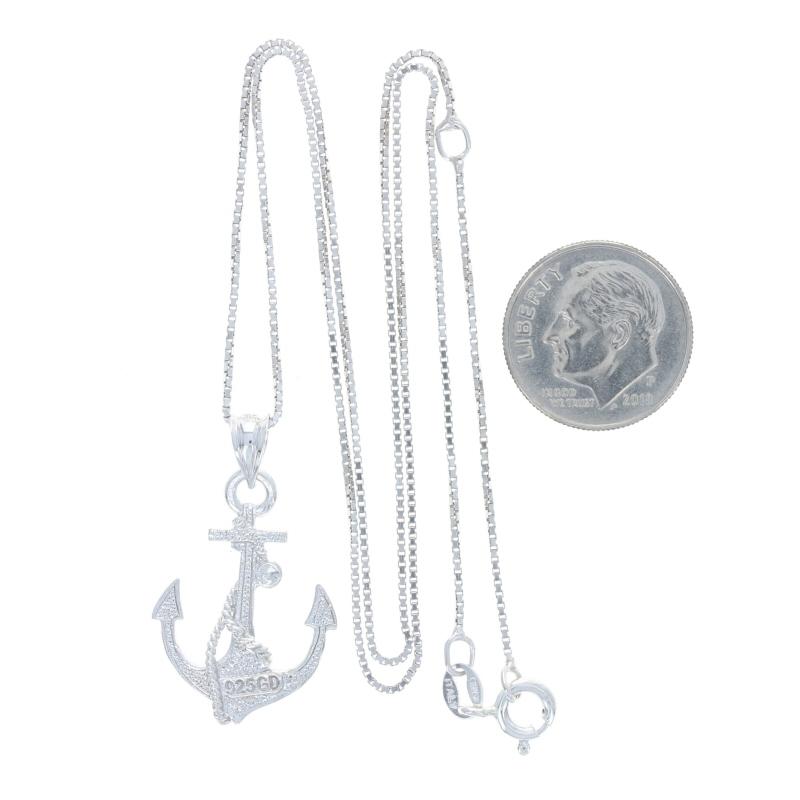 Women's Sterling Silver Nautical Anchor Pendant Necklace 925 Sailing Yachting Adjustable