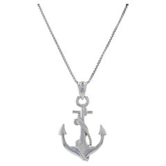 Sterling Silver Nautical Anchor Pendant Necklace 925 Sailing Yachting Adjustable
