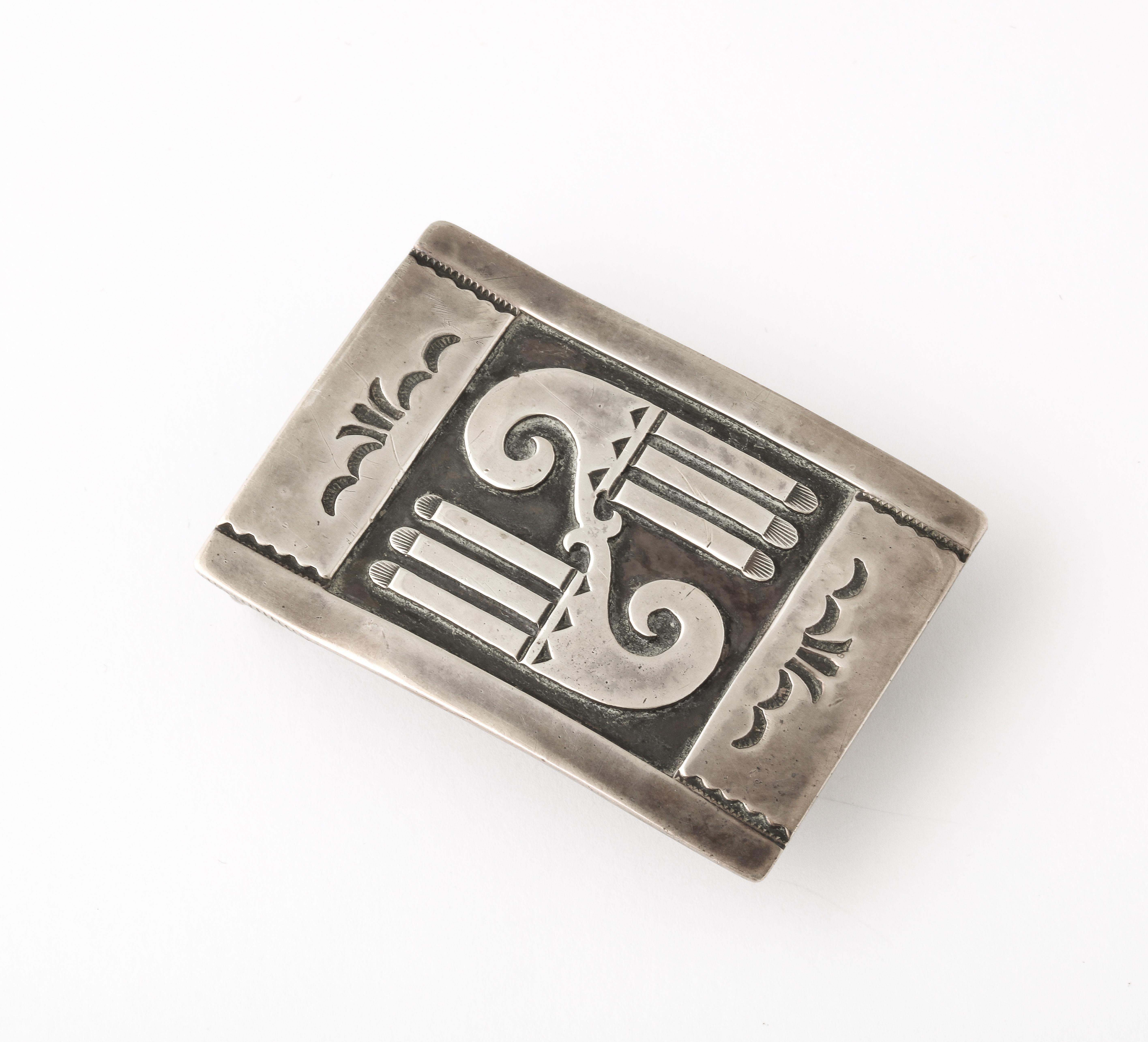 Retro Sterling Silver Navajo Belt Buckle for Man or Woman