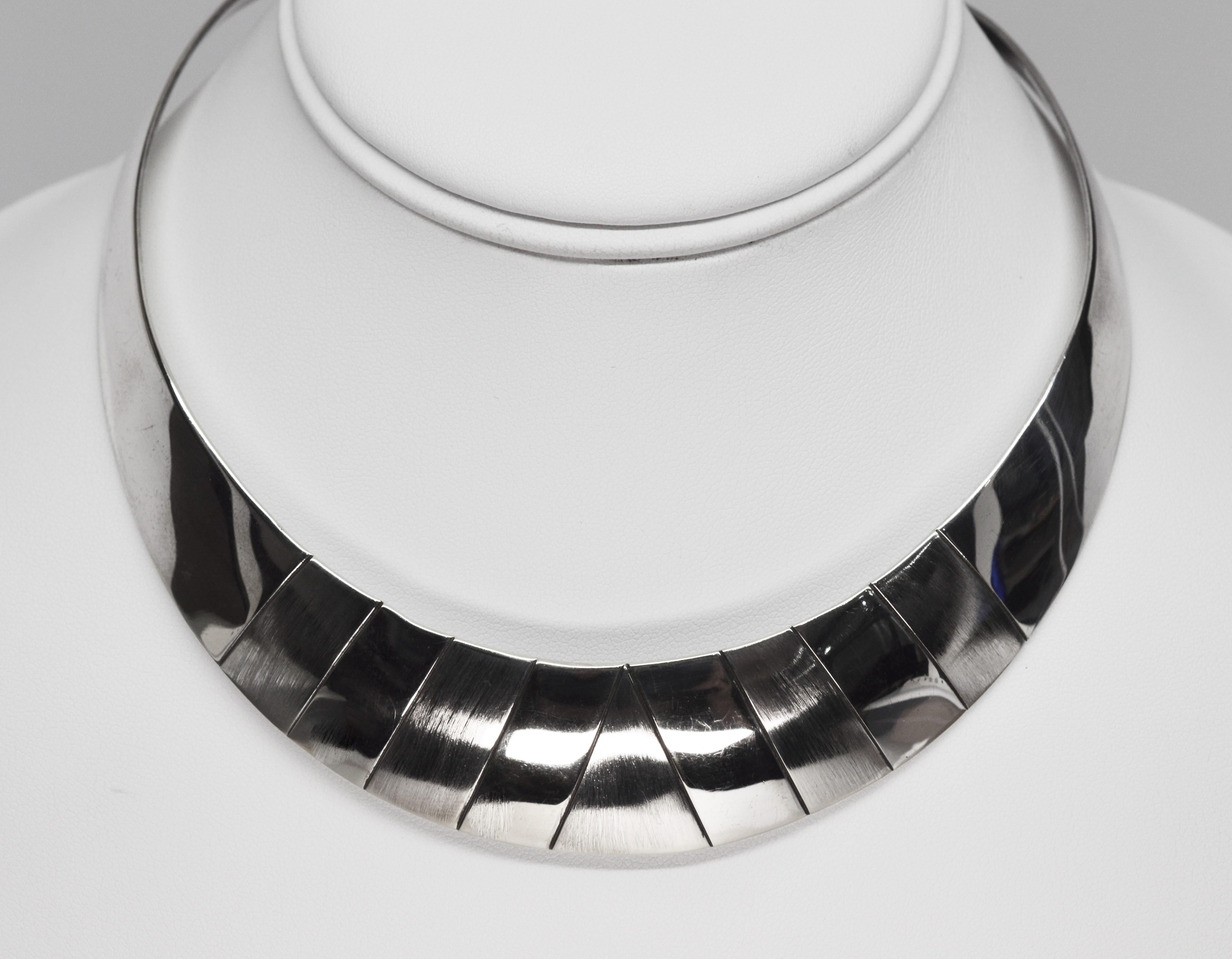 Sterling Silver Neck Cuff Choker Collar Necklace In Good Condition In Mount Kisco, NY