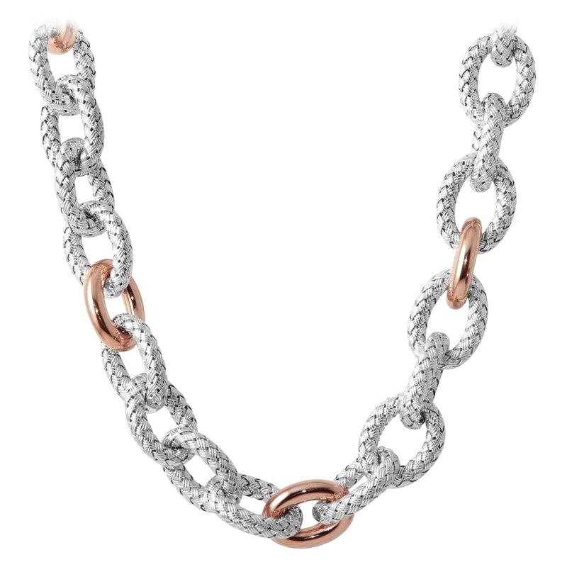 Sterling Silver Necklace, 20", Rose Gold and Rhodium Finish For Sale