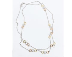 Sterling Silver Necklace 36 inches tri color Plated with Gold