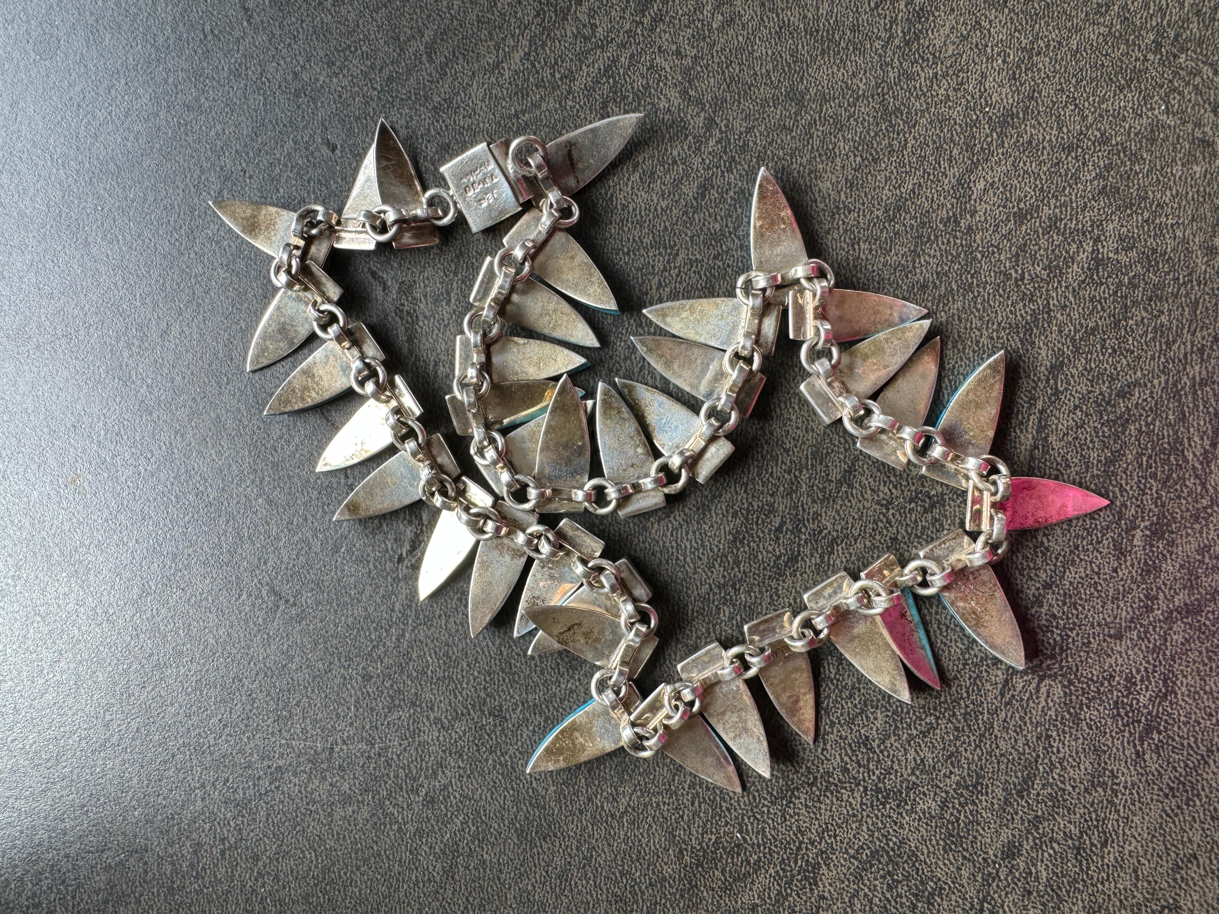 Argento  Collana Choker Modernista Messicana Taxco in vendita 4