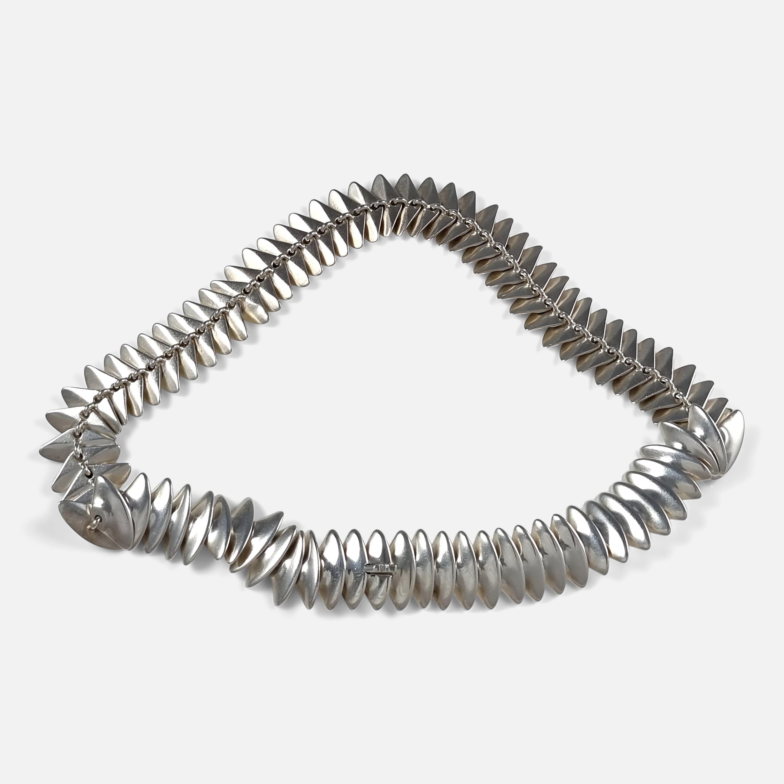 Modern Sterling Silver Necklace, Hans Hansen for Georg Jensen For Sale