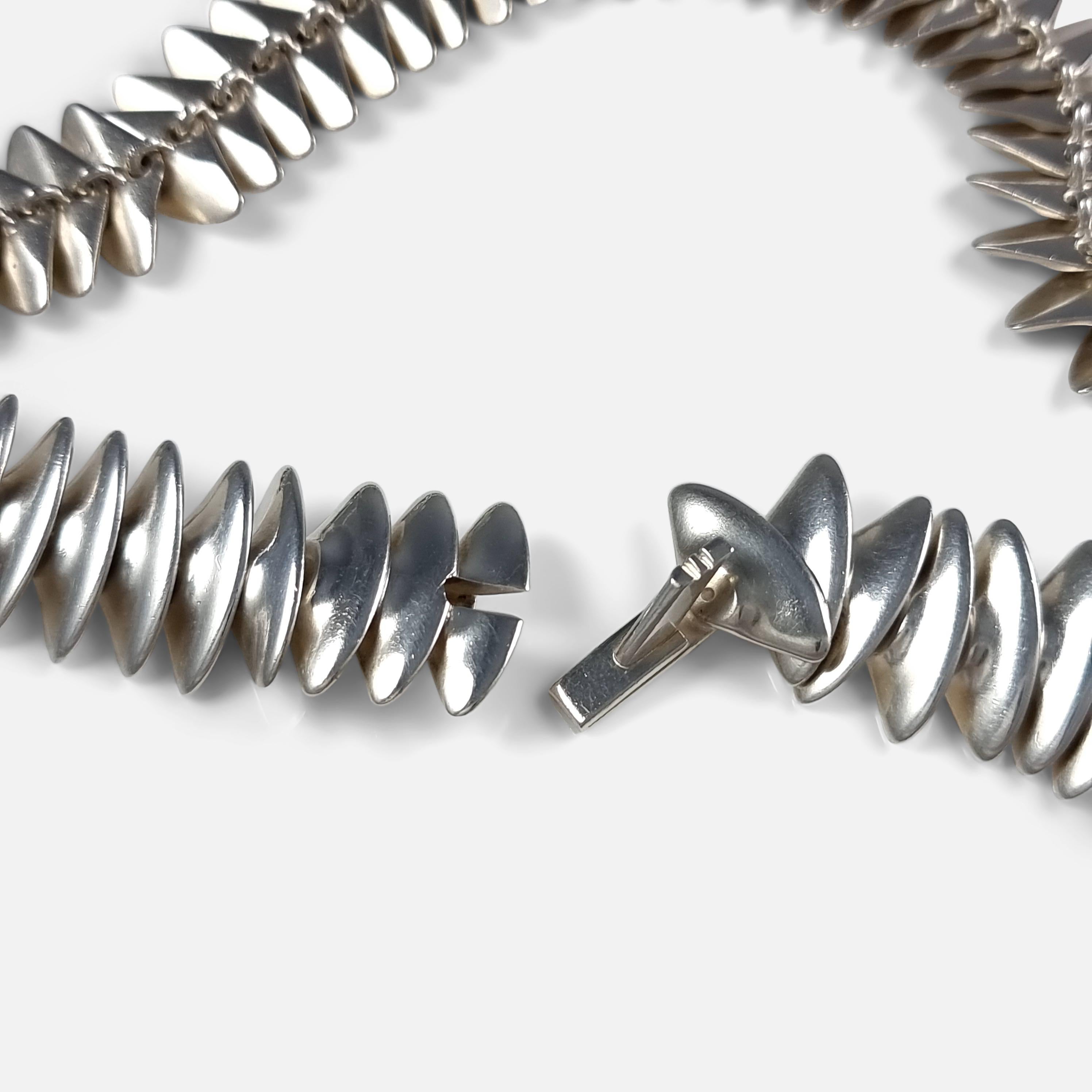 Women's Sterling Silver Necklace, Hans Hansen for Georg Jensen For Sale