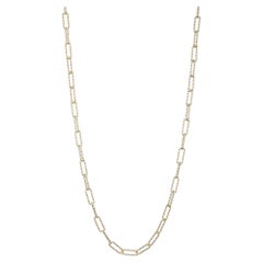 Sterling Silver Necklace Paperclip Chain, 18K Yellow Gold Finish