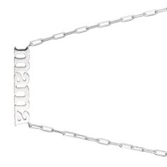 Chaîne de collier en argent sterling Paperclip (2 mm) sans pierre « MAMA », finition rhodium
