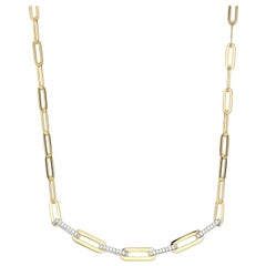 Sterling Silver Necklace Paperclip Chain (3mm) CZ, 18K Yellow Gold Finish