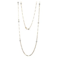 Sterling Silver Necklace Paperclip Chain (3mm) CZ Rondelle, Yellow Gold Finish