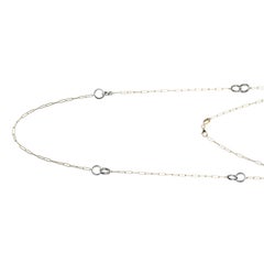 Sterling Silver Necklace Paperclip Chain (3mm) Double Circle, Yellow Gold Finish